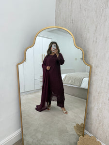Azure Inspired plum Serene 3 piece suit (Immediate Dispatch)