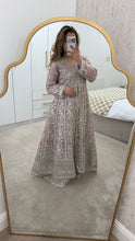 Load image into Gallery viewer, Double gown Organza handwork embroidered outfit with organza duppata