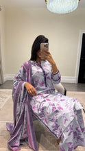 Load image into Gallery viewer, Winter printed dhanak suits with lace details and cheddar duppata. Shirt with trouser and duppata winter prints Asian casual suit (immediate dispatch)