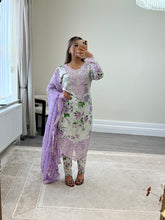 Load image into Gallery viewer, Maria B inspired embroidered lawn suit 2 colours black and lilac