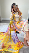 Load image into Gallery viewer, Maria B inspired embroidered lawn suit colourful print with chiffon duppata