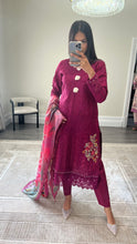 Load image into Gallery viewer, Maria B Inspired  embroidered chikankari lawn suit with silk duppata