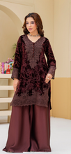 Load image into Gallery viewer, Velvet Embroidered coord with plazzo trouser