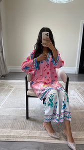 Dananeer inspired lawn printed coord set with shirt and trouser Asian clothing