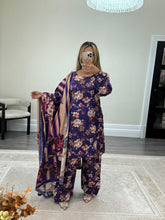 Load image into Gallery viewer, Volume 2 Winter printed lilen suits with lace details and cheddar duppata. Shirt with trouser and duppata winter prints Asian casual suit (immediate dispatch)