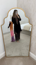 Load image into Gallery viewer, Purple velvet embroidered suit with sequin embroidery and embellishments. Chiffon duppata. Eid and party wear.