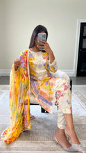 Load image into Gallery viewer, Maria B inspired embroidered lawn suit colourful print with chiffon duppata