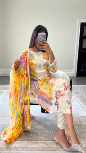 Maria B inspired embroidered lawn suit colourful print with chiffon duppata