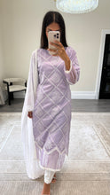 Load image into Gallery viewer, Chikankari 3 piece suit with crinkle duppata