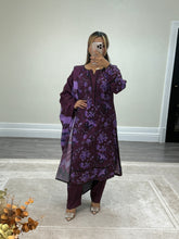 Load image into Gallery viewer, Volume 2 Winter printed lilen suits with lace details and cheddar duppata. Shirt with trouser and duppata winter prints Asian casual suit (immediate dispatch)
