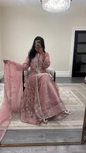 Load image into Gallery viewer, Organza handwork embroidered suit with organza duppata