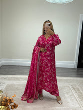 Load image into Gallery viewer, Volume 2 Winter printed lilen suits with lace details and cheddar duppata. Shirt with trouser and duppata winter prints Asian casual suit (immediate dispatch)