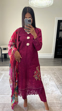 Load image into Gallery viewer, Maria B Inspired  embroidered chikankari lawn suit with silk duppata