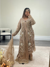 Load image into Gallery viewer, Soraya inspired diamonte 3 piece suit with cotton net duppata and crush silk inner