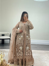 Load image into Gallery viewer, Soraya inspired diamonte 3 piece suit with cotton net duppata and crush silk inner