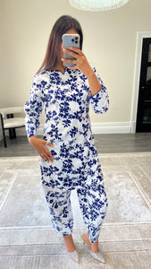 Poly cotton printed 2 piece coord with shirt and trouser.