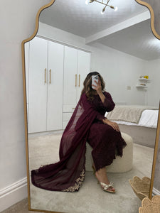 Azure Inspired plum Serene 3 piece suit (Immediate Dispatch)