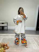 Load image into Gallery viewer, Soft khaddar  2 piece coord set. Shirt and trouser with printing detail. Soft jacquard fabric.