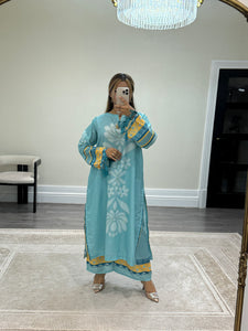 Khadi net 2 piece long shirt Coord sets