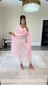 Chikankari 3 piece suit with crinkle duppata
