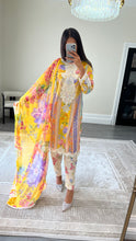 Load image into Gallery viewer, Maria B inspired embroidered lawn suit colourful print with chiffon duppata