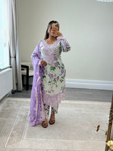 Load image into Gallery viewer, Maria B inspired embroidered lawn suit 2 colours black and lilac