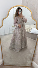 Load image into Gallery viewer, Double gown Organza handwork embroidered outfit with organza duppata