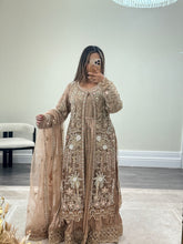 Load image into Gallery viewer, Soraya inspired diamonte 3 piece suit with cotton net duppata and crush silk inner