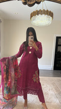 Load image into Gallery viewer, Maria B Inspired  embroidered chikankari lawn suit with silk duppata