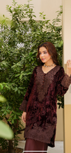 Load image into Gallery viewer, Velvet Embroidered coord with plazzo trouser
