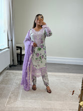 Load image into Gallery viewer, Maria B inspired embroidered lawn suit 2 colours black and lilac