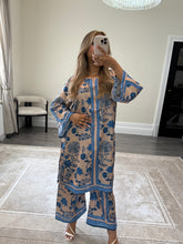 Load image into Gallery viewer, X-LARGE jacquard printed 2 piece suit set with shirt and trouser