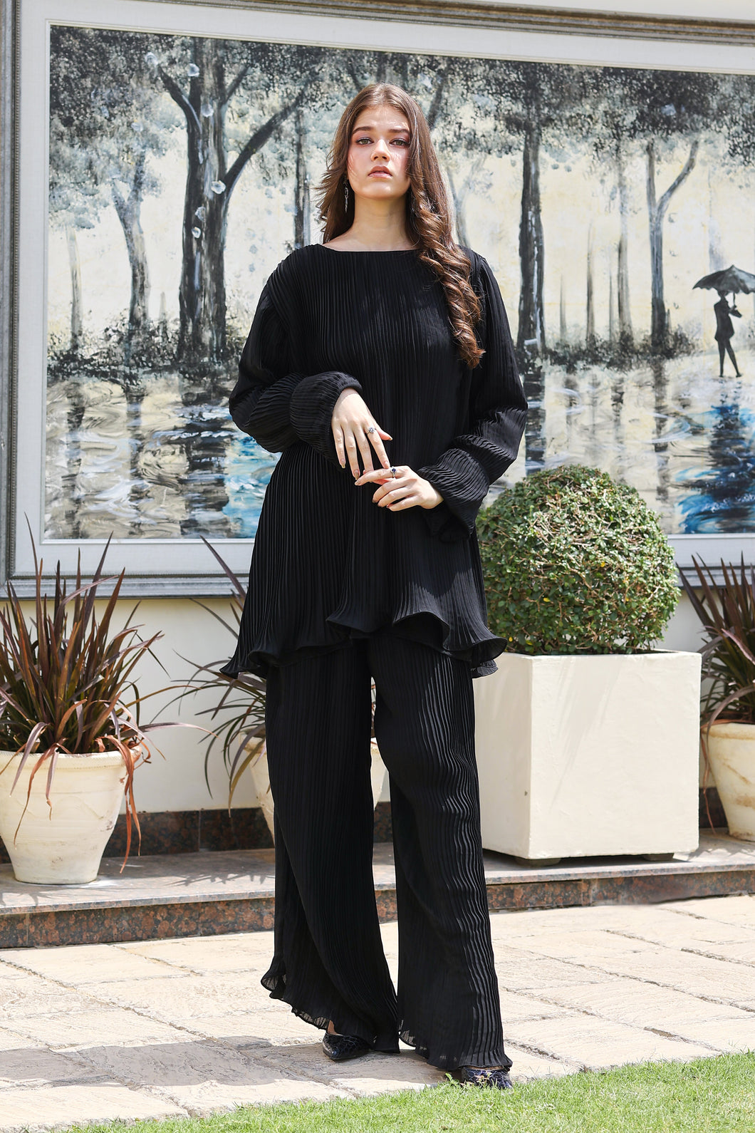 Black Pleated Co-Ord Set (2-5 weeks delivery)