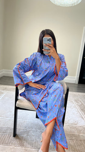 Poly cotton printed 2 piece coord with shirt and trouser.