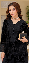 Load image into Gallery viewer, Velvet Embroidered coord with plazzo trouser
