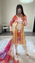 Load image into Gallery viewer, Maria B inspired embroidered lawn suit colourful print with chiffon duppata