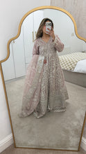 Load image into Gallery viewer, Double gown Organza handwork embroidered outfit with organza duppata