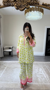 Polka lawn printed coord set with shirt and trouser Asian clothing