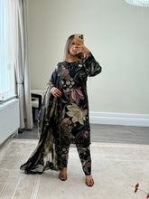 Load image into Gallery viewer, Maria B inspired embroidered lawn suit 2 colours black and lilac