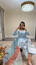 Load image into Gallery viewer, silk diamonte 3 piece suit with organza duppata
