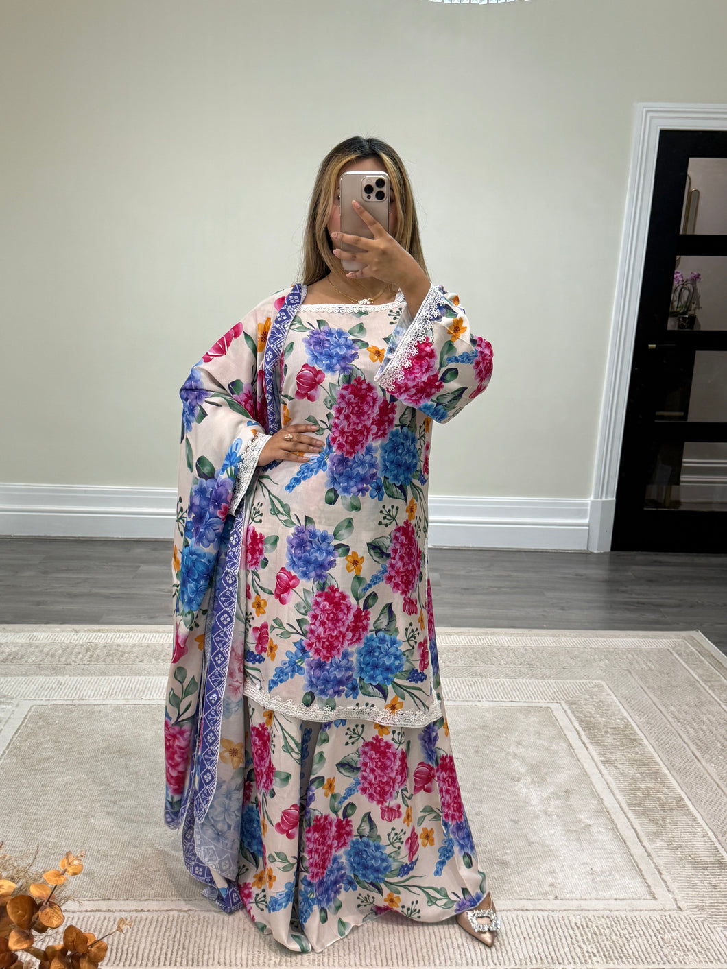 Volume 2 Winter printed lilen suits with lace details and cheddar duppata. Shirt with trouser and duppata winter prints Asian casual suit (immediate dispatch)