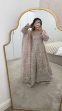 Load image into Gallery viewer, Double gown Organza handwork embroidered outfit with organza duppata