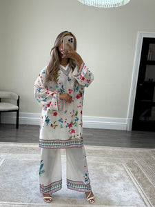 Dananeer inspired lawn printed coord set with shirt and trouser Asian clothing