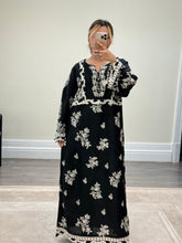 Load image into Gallery viewer, Cotton silk kaftan style 2 piece with embellishments and cotton silk trouser. Eid collection. Party wear.