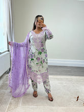 Load image into Gallery viewer, Maria B inspired embroidered lawn suit 2 colours black and lilac