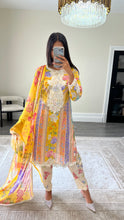 Load image into Gallery viewer, Maria B inspired embroidered lawn suit colourful print with chiffon duppata