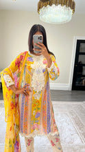 Load image into Gallery viewer, Maria B inspired embroidered lawn suit colourful print with chiffon duppata