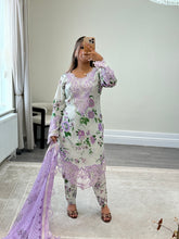 Load image into Gallery viewer, Maria B inspired embroidered lawn suit 2 colours black and lilac