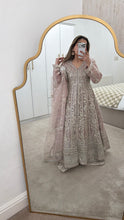 Load image into Gallery viewer, Double gown Organza handwork embroidered outfit with organza duppata