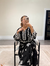 Load image into Gallery viewer, Cotton silk kaftan style 2 piece with embellishments and cotton silk trouser. Eid collection. Party wear.